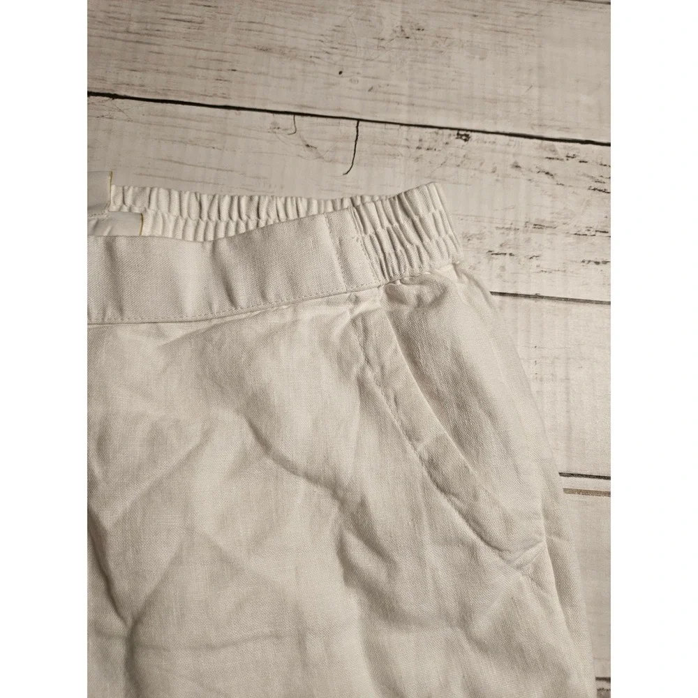Charter Club Luxury Womens White 100% Linen Wide Leg Crop‎ Pants Size Medium